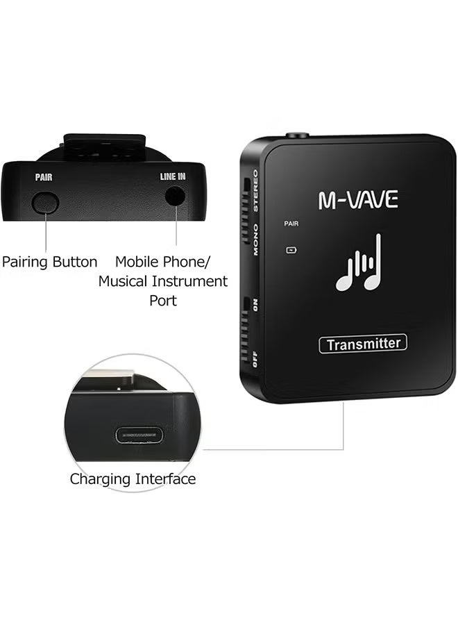 M-VAVE Btuty SWS10 Earphone Monitor Transmission System Rechargeable Receiver and Transmitter (1 set) - Image 3